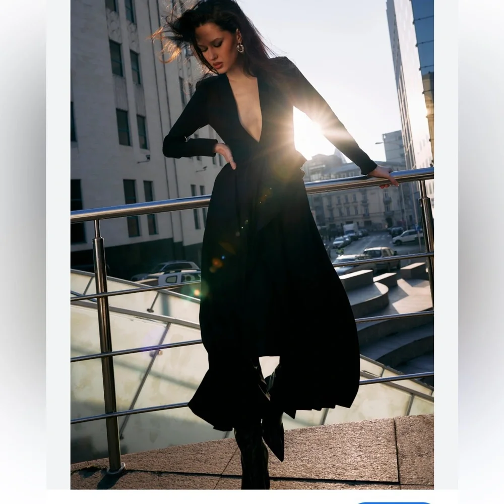 Free People Black Long Sleeve Kimono